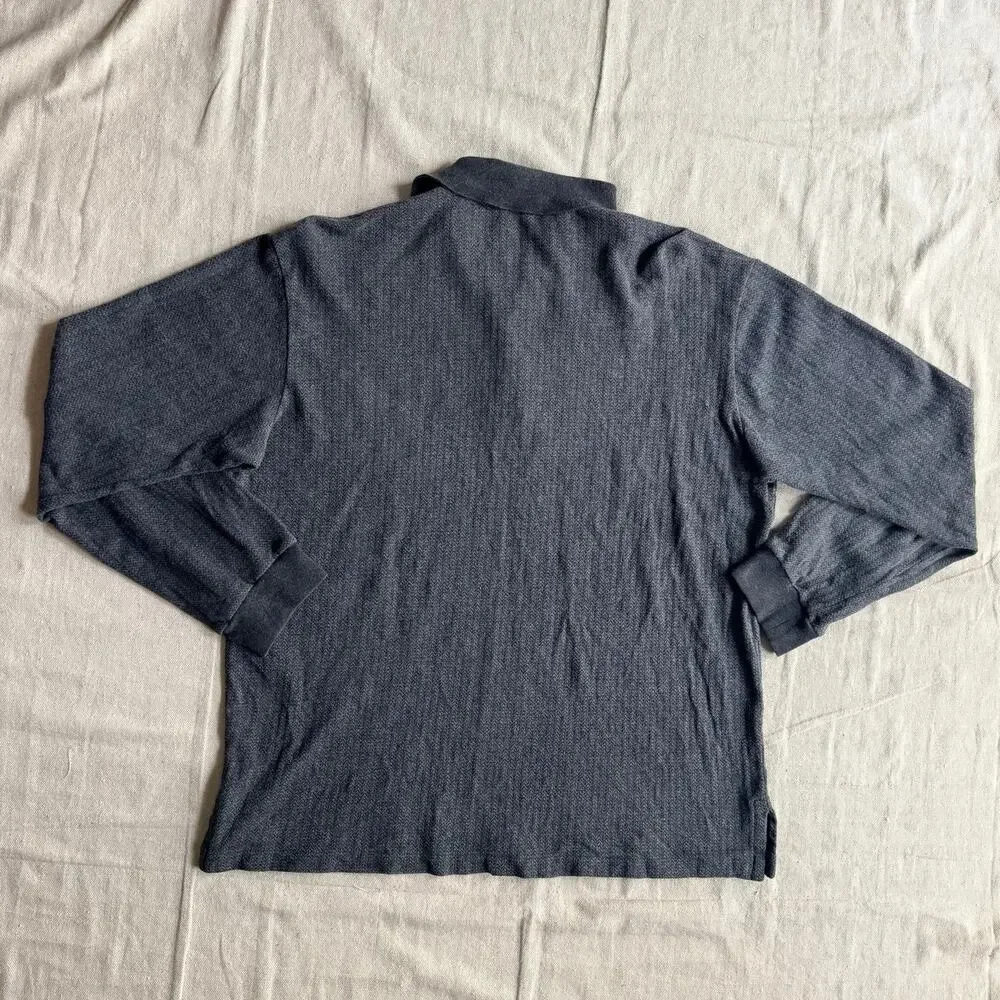Vintage Polo Ralph Lauren Shirt Men's L L/S Textured Polo Rugby Style Pony 90's